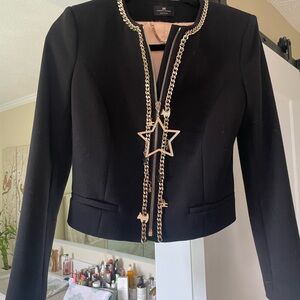 Elisabetta Franchi Black Jacket with Gold Accents
